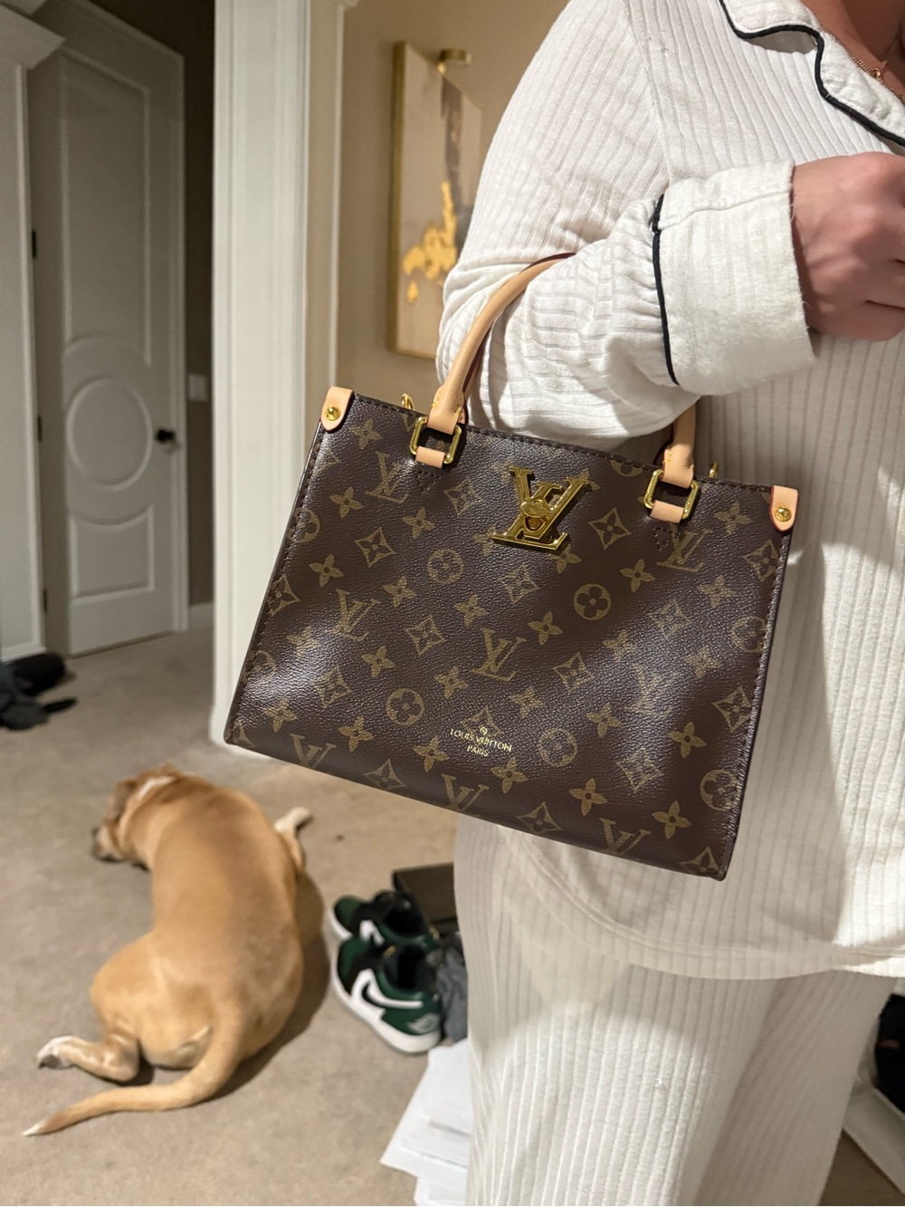 LV Monogram Canvas Tote with Red Trim and Gold Hardware - Picture 11 of 11